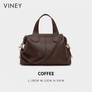 VINEY Genuine Leather Large Capacity Convertible Boston Bag — English product image 9