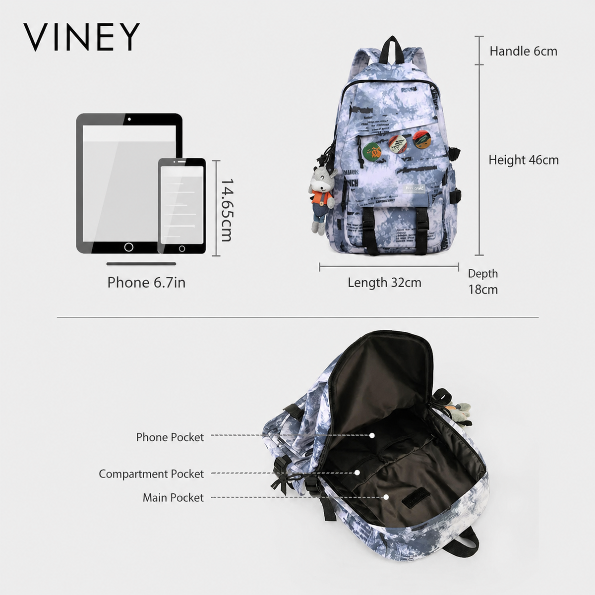 VINEY Refined Large Capacity Backpack product image 13