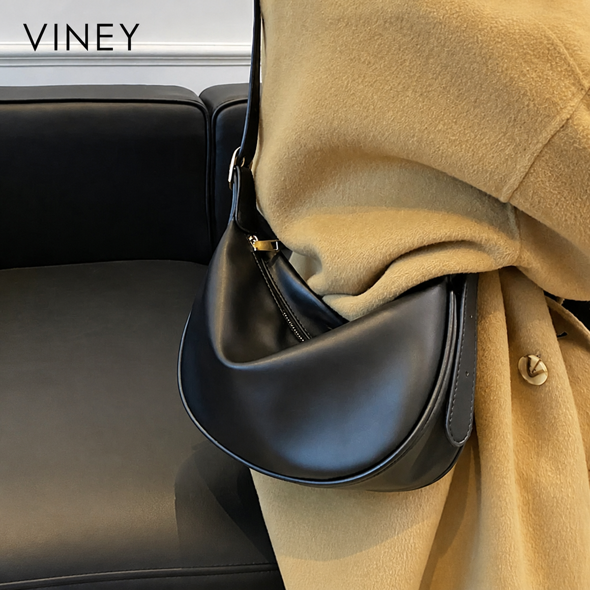 VINEY Everyday Genuine Leather Convertible Hobo Bag — English product image 1
