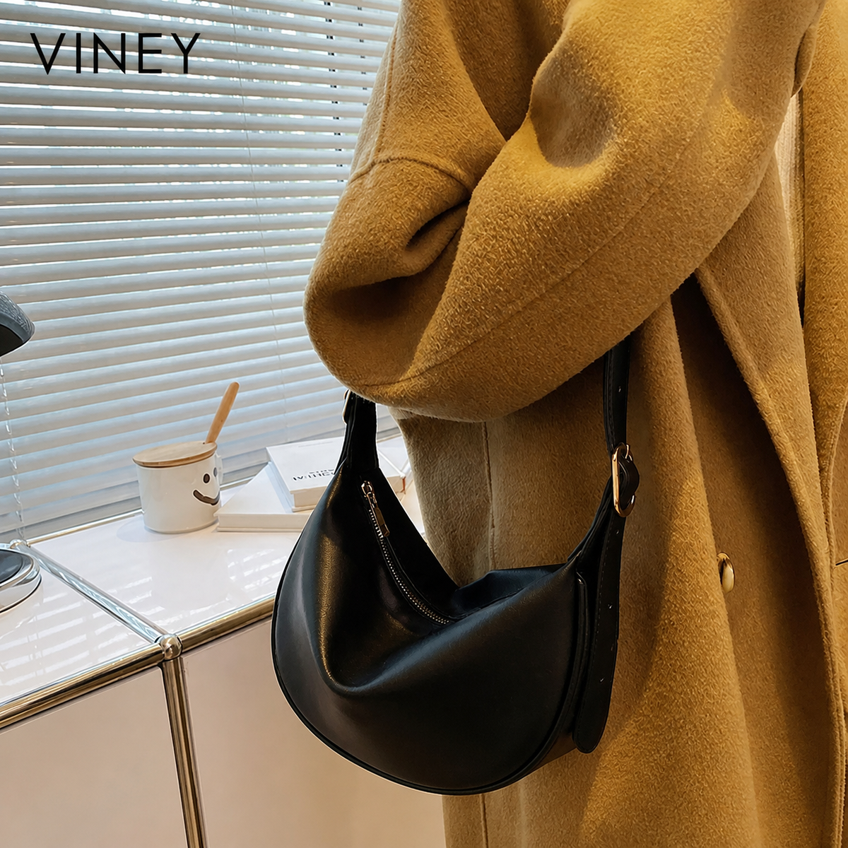 VINEY Everyday Genuine Leather Convertible Hobo Bag — English product image 2