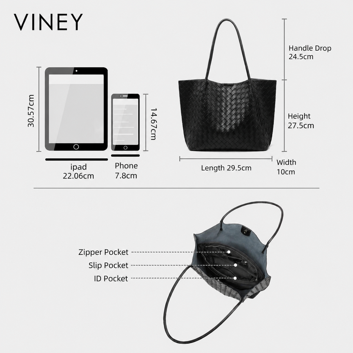 VINEY City Genuine Leather Large Capacity Tote Bag — English product image 5
