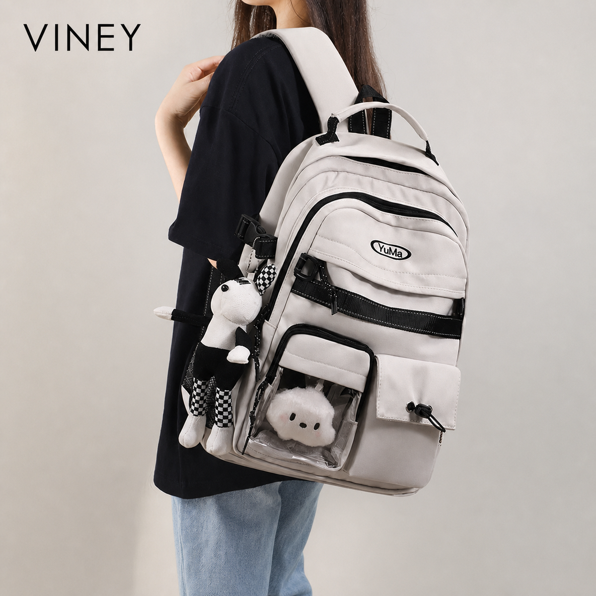 VINEY Commuter Canvas Large Capacity Lightweight Backpack — English product image 1