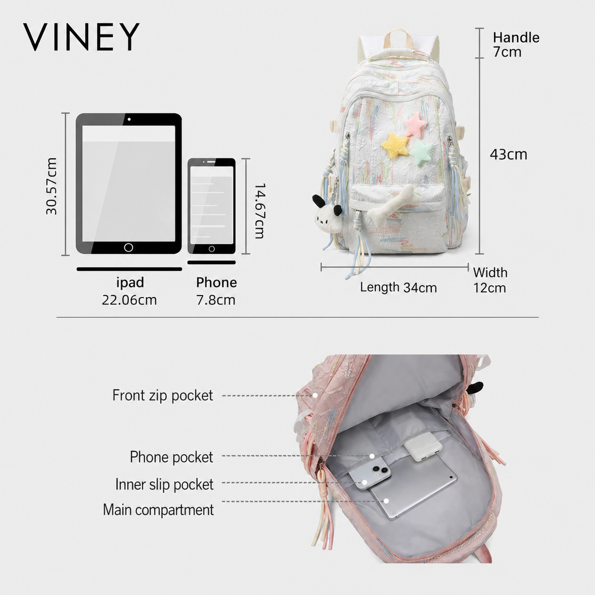 VINEY Polished Large Capacity Lightweight Backpack product image 5
