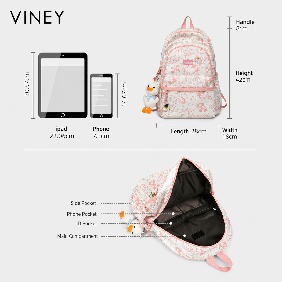 VINEY Commuter Large Capacity Lightweight Backpack — English product image 10