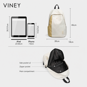 VINEY Everyday Canvas Large Capacity Lightweight Backpack — English product image 5