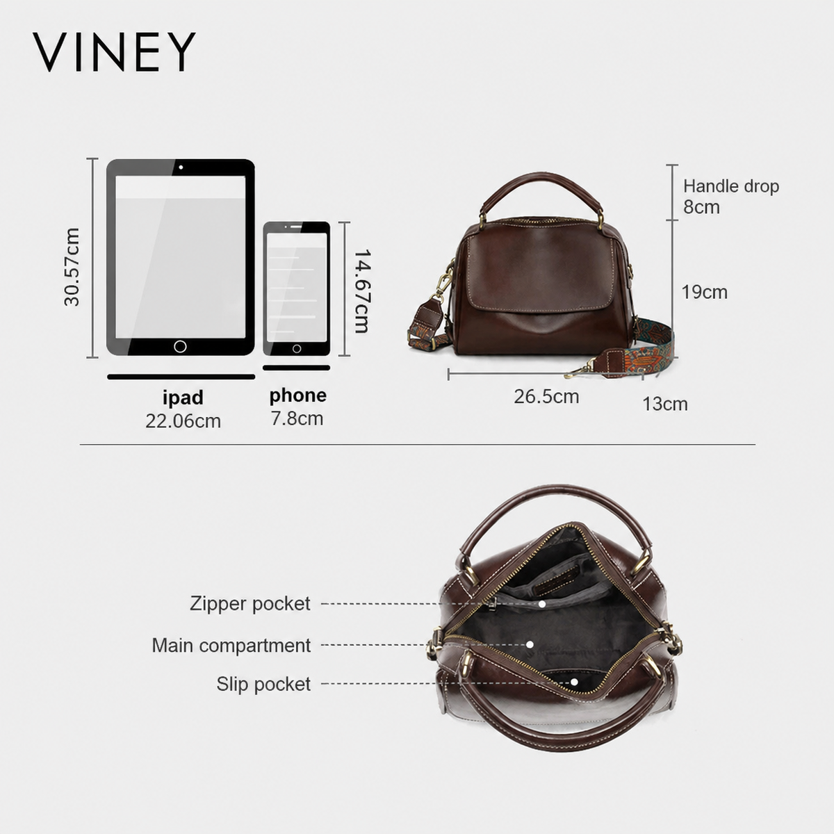 VINEY Genuine Leather Large Capacity Lightweight Boston Bag product image 5