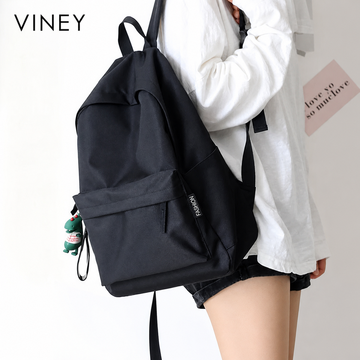 VINEY City Canvas Large Capacity Lightweight Backpack — English product image 9