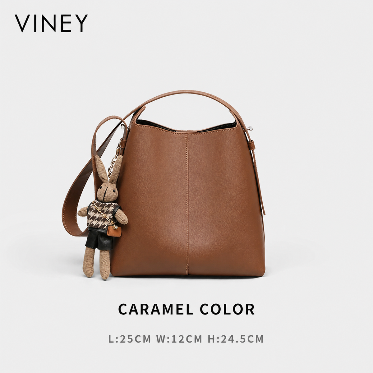 VINEY Everyday Genuine Leather Large Capacity Lightweight Bucket Bag — English product image 7