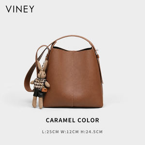 VINEY Everyday Genuine Leather Large Capacity Lightweight Bucket Bag — English product image 7