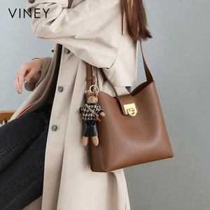VINEY Everyday Genuine Leather Large Capacity Convertible Bucket Bag — English product image 1