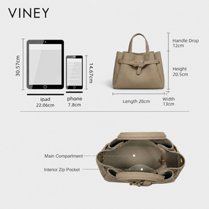 VINEY Classic Genuine Leather Large Capacity Convertible Bucket Bag — English product image 5