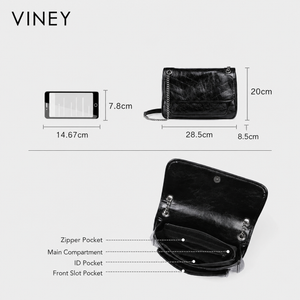 VINEY Genuine Leather Large Capacity Hobo Bag — English product image 5