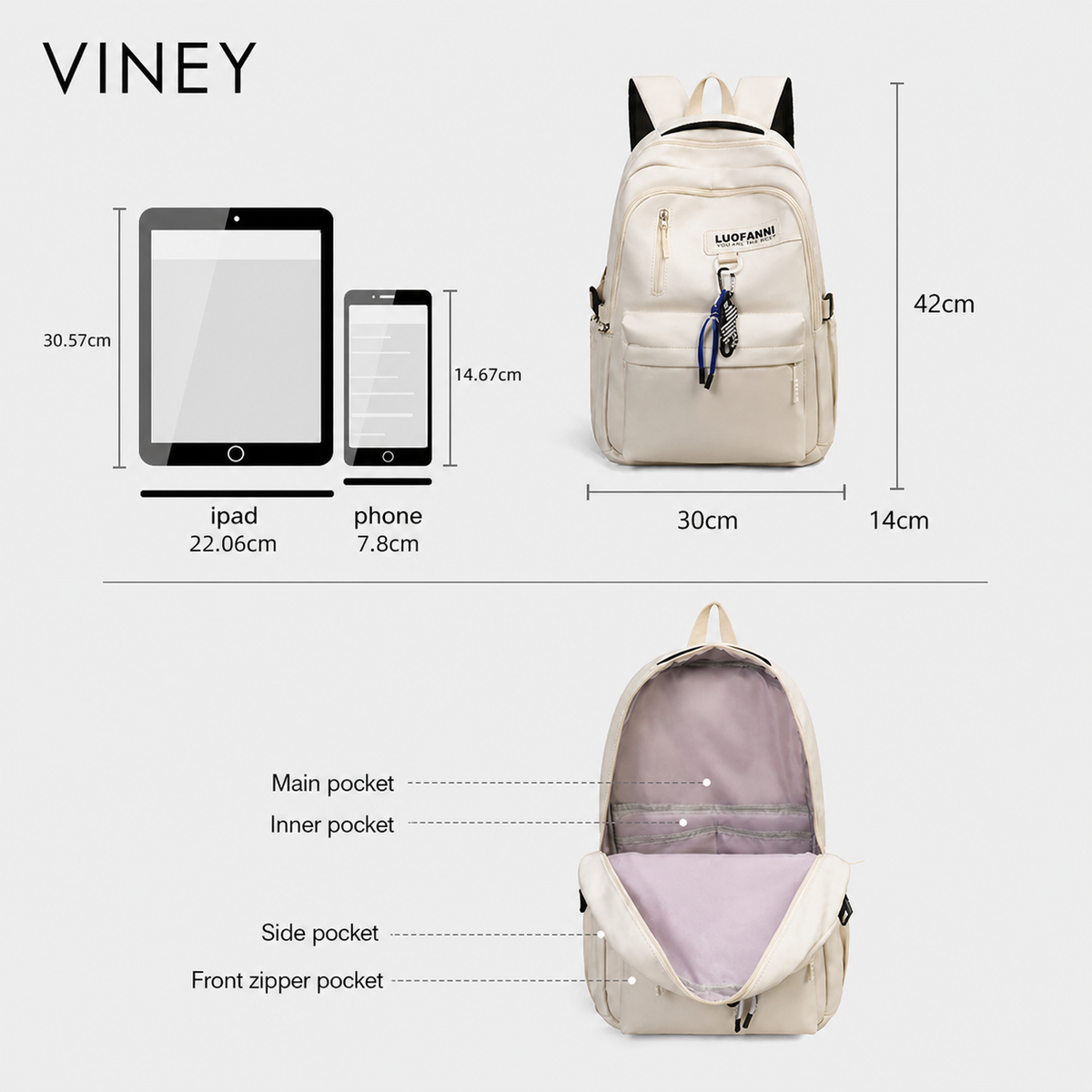 VINEY City Large Capacity Backpack — English product image 5