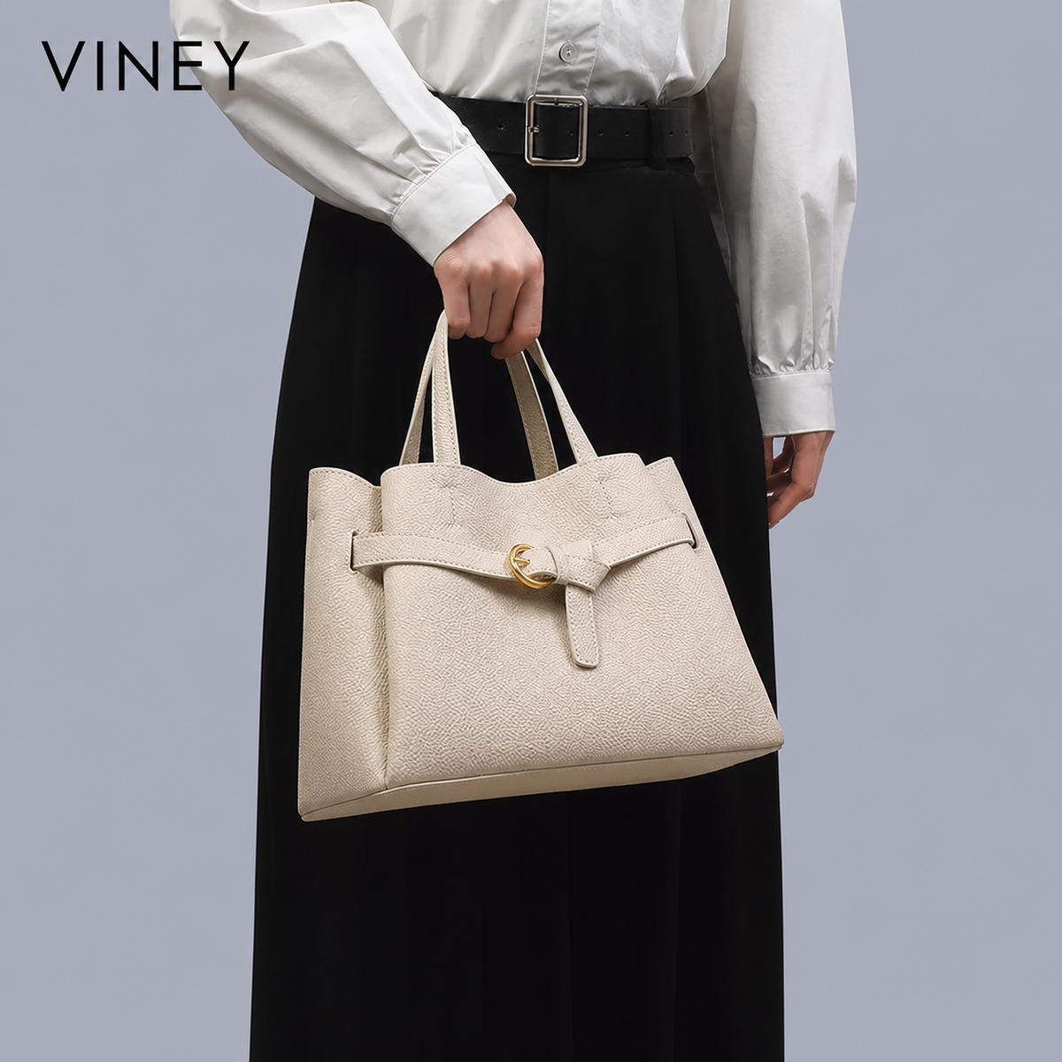 VINEY City Genuine Leather Large Capacity Convertible Tote Bag — English product image 2