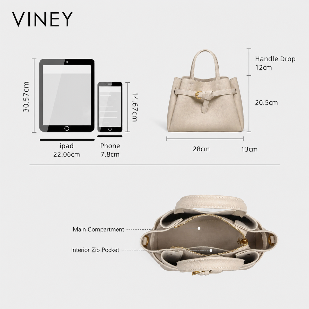 VINEY City Genuine Leather Large Capacity Convertible Tote Bag — English product image 5