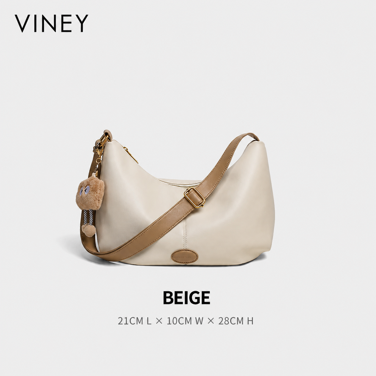 VINEY Genuine Leather Large Capacity Crescent Cloud Tote Bag — English product image 11