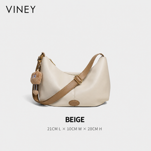 VINEY Genuine Leather Large Capacity Crescent Cloud Tote Bag — English product image 11