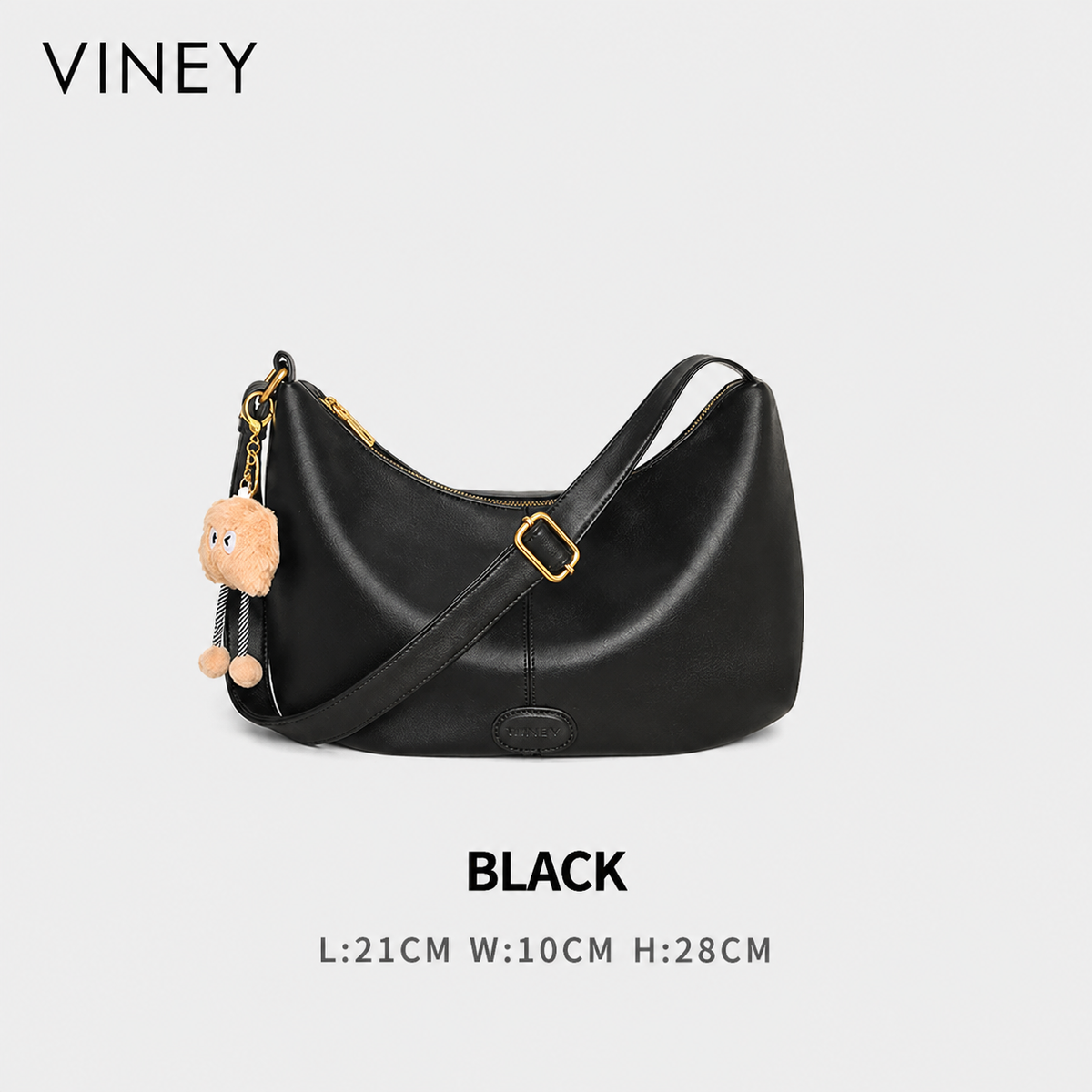 VINEY Genuine Leather Large Capacity Crescent Cloud Tote Bag — English product image 12