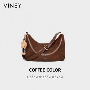 VINEY Genuine Leather Large Capacity Crescent Cloud Tote Bag — English product image 13