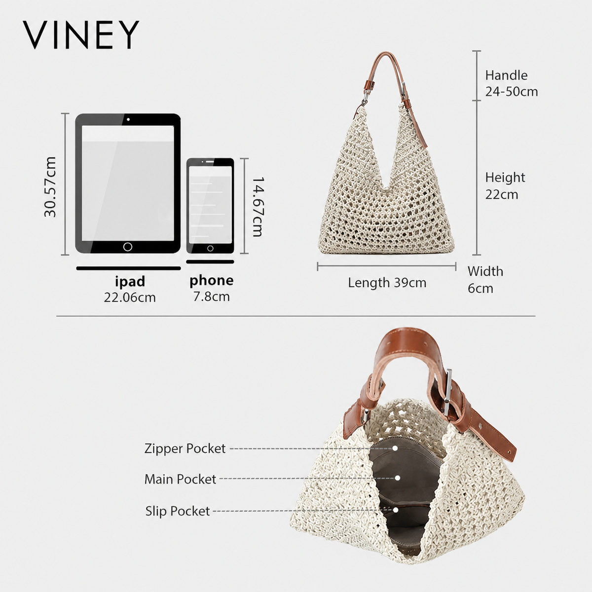 VINEY Woven Beach Large Capacity Hobo Bag product image 5