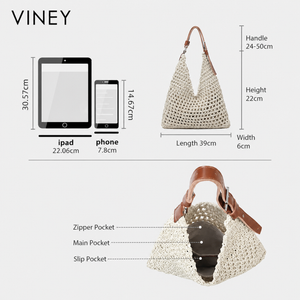 VINEY Woven Beach Large Capacity Hobo Bag product image 5