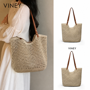 VINEY Everyday Woven Straw Beach Large Capacity Tote Bag — English product image 11