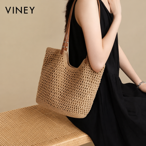 VINEY Everyday Woven Straw Beach Large Capacity Tote Bag — English product image 13