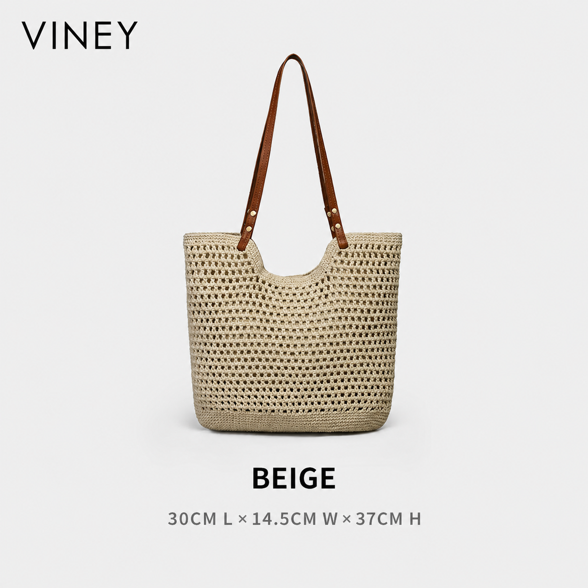 VINEY Everyday Woven Straw Beach Large Capacity Tote Bag — English product image 17