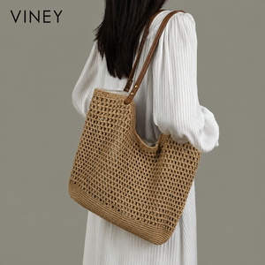 VINEY Everyday Woven Straw Beach Large Capacity Tote Bag — English product image 7