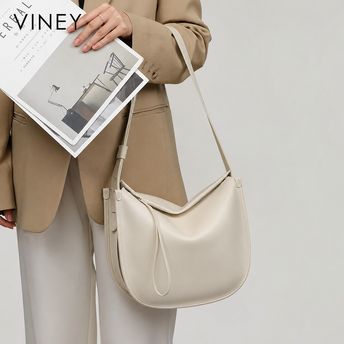 VINEY Urban Genuine Leather Large Capacity Convertible Hobo Bag product image 7
