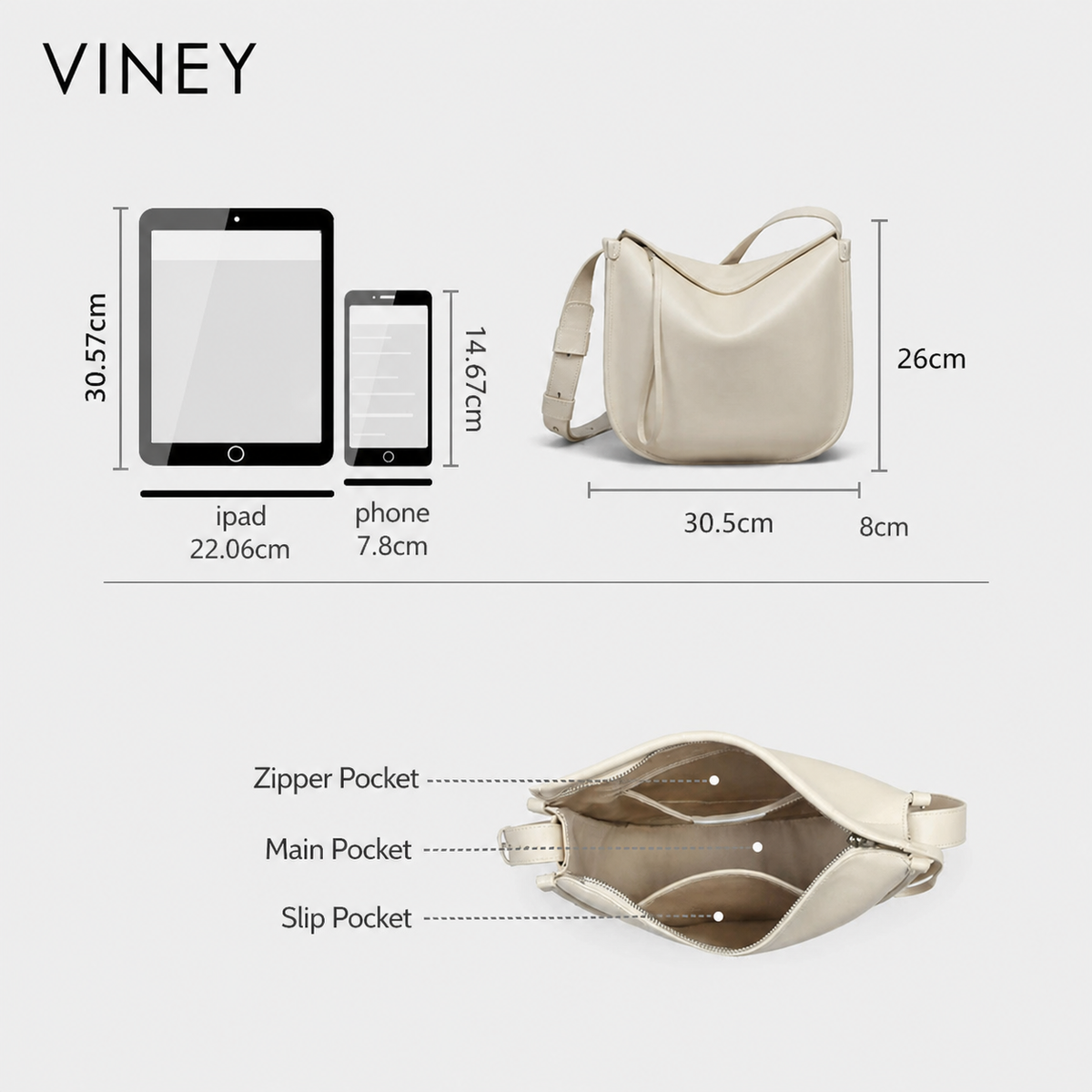VINEY Urban Genuine Leather Large Capacity Convertible Hobo Bag product image 10