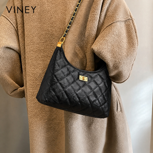 VINEY Genuine Leather Quilted Chain-Strap Convertible Tote Bag product image 1