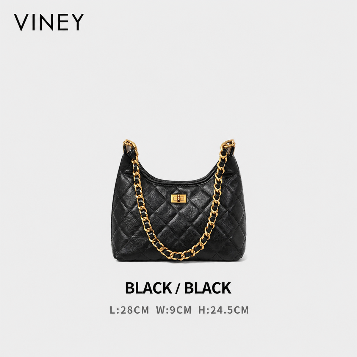 VINEY Genuine Leather Quilted Chain-Strap Convertible Tote Bag product image 6