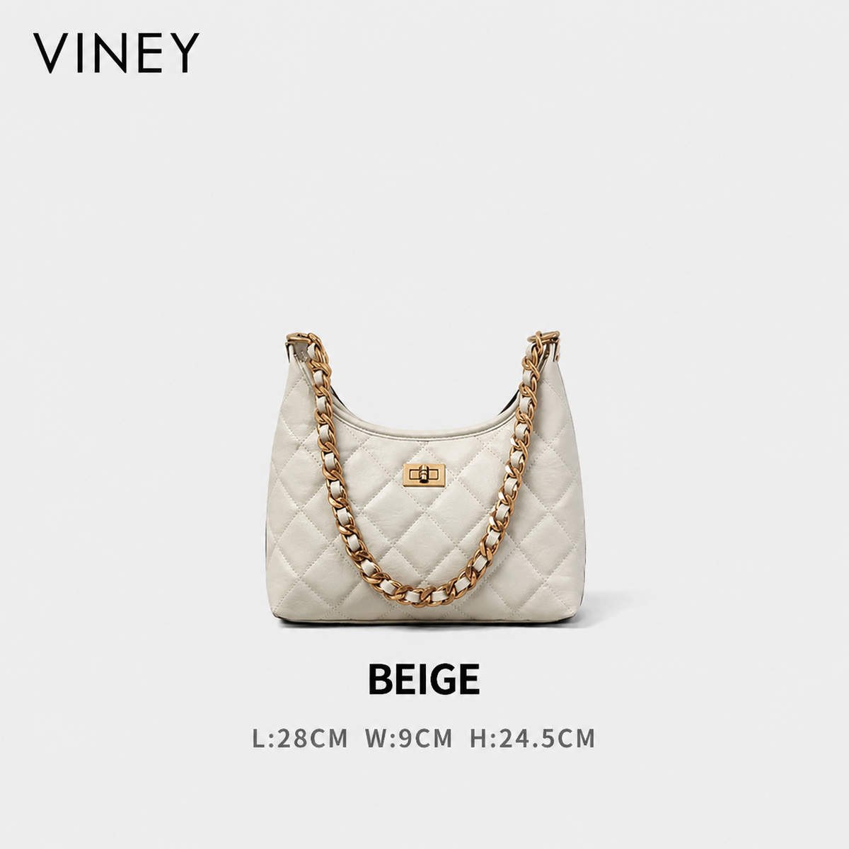 VINEY Genuine Leather Quilted Chain-Strap Convertible Tote Bag product image 7