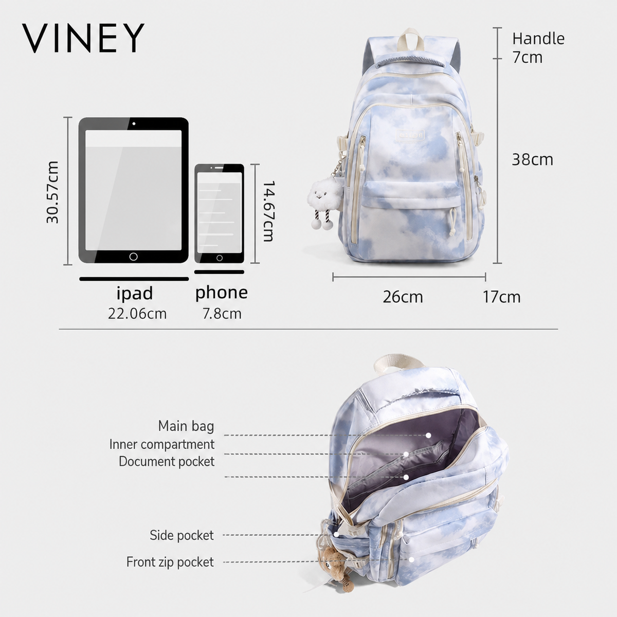 VINEY Weekend Canvas Large Capacity Lightweight Backpack product image 5