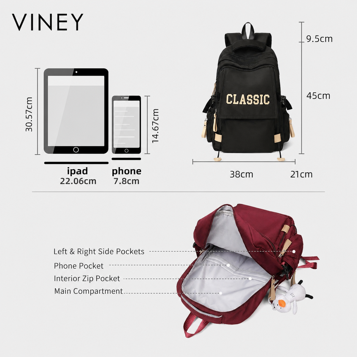 VINEY Modern Large Capacity Backpack product image 14