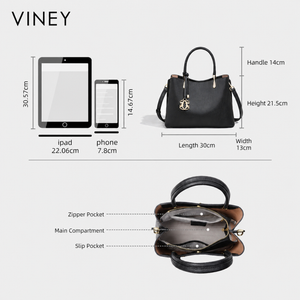 VINEY Modern Genuine Leather Large Capacity Convertible Bucket Bag product image 5