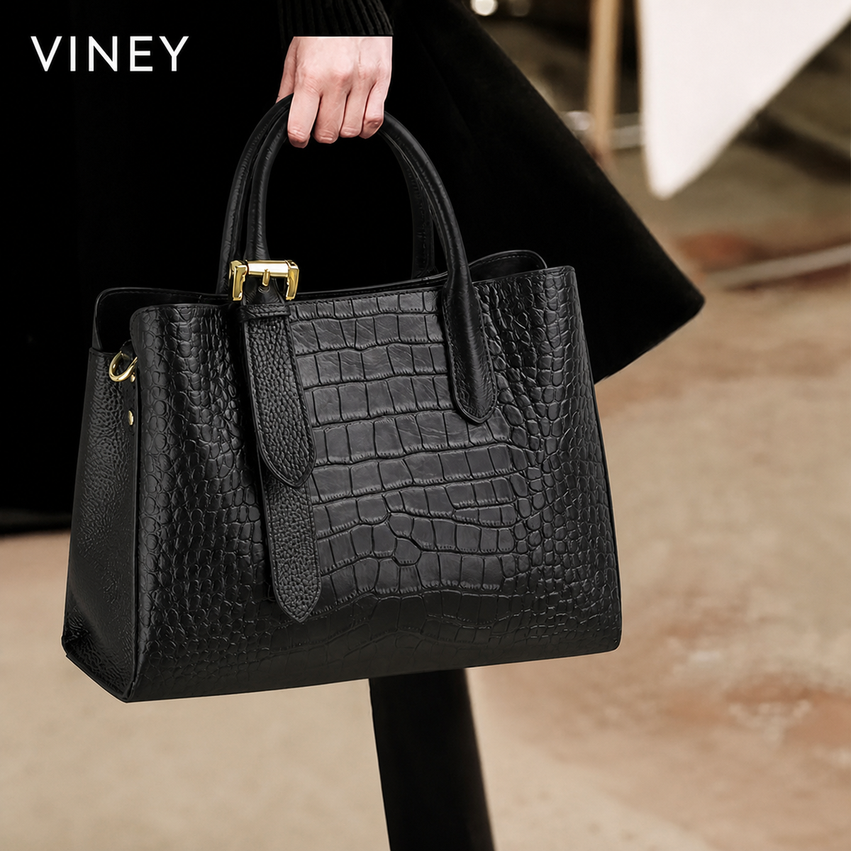 VINEY Weekend Genuine Leather Large Capacity Convertible Top-Handle Bag product image 1