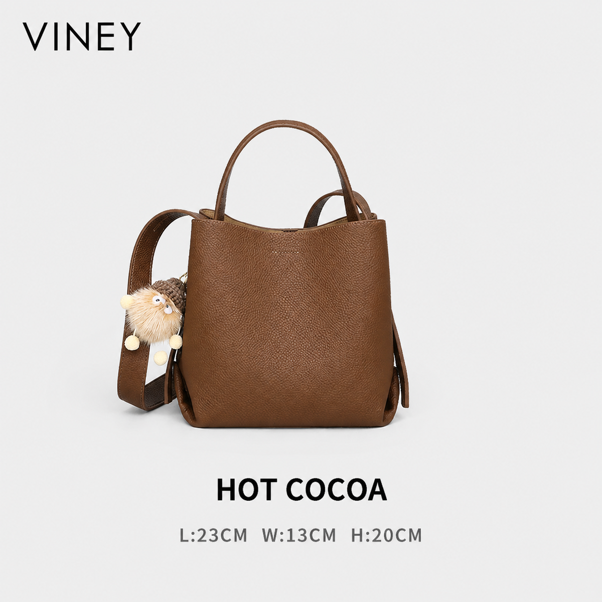 VINEY Urban Genuine Leather Large Capacity Convertible Bucket Bag product image 7