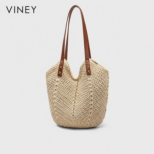 VINEY City Woven Straw Beach Large Capacity Convertible Tote Bag — English product image 1