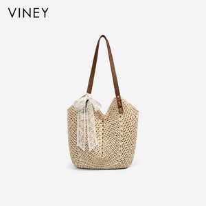VINEY City Woven Straw Beach Large Capacity Convertible Tote Bag — English product image 2