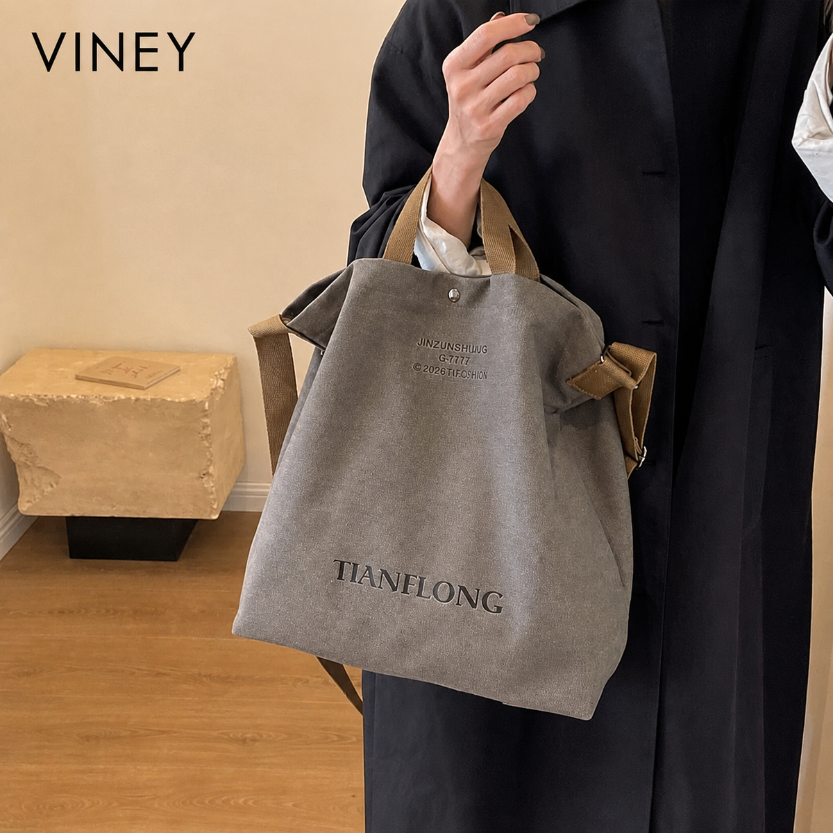 VINEY Urban Canvas Large Capacity Convertible Tote Bag product image 1