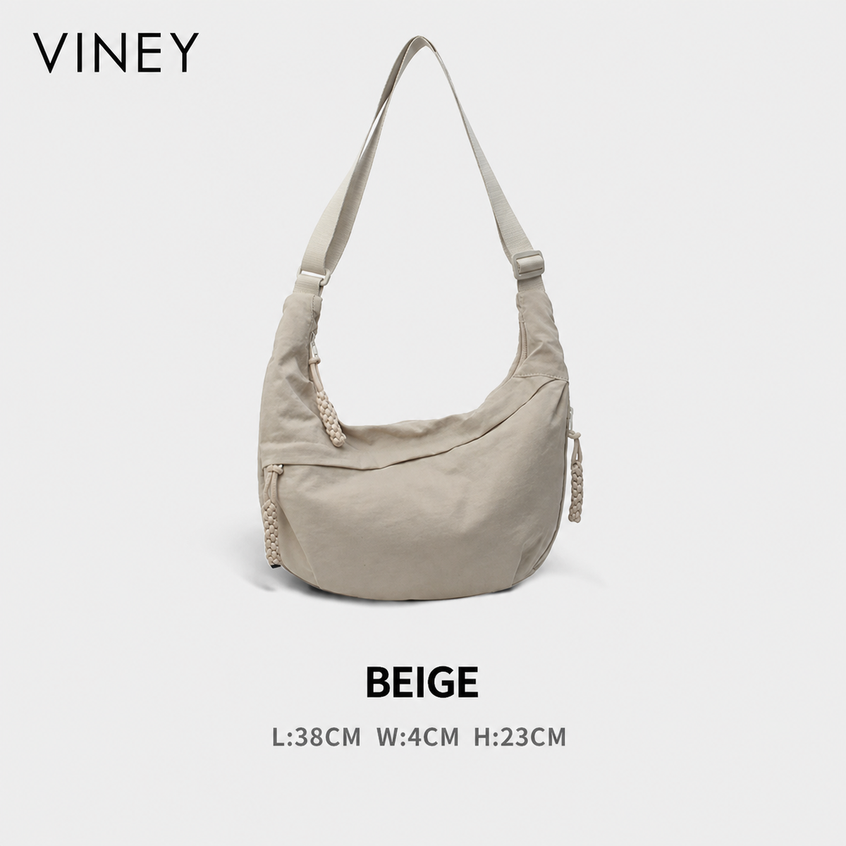 VINEY Canvas Large Capacity Lightweight Crescent Tote Bag — English product image 6