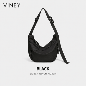 VINEY Canvas Large Capacity Lightweight Crescent Tote Bag — English product image 7