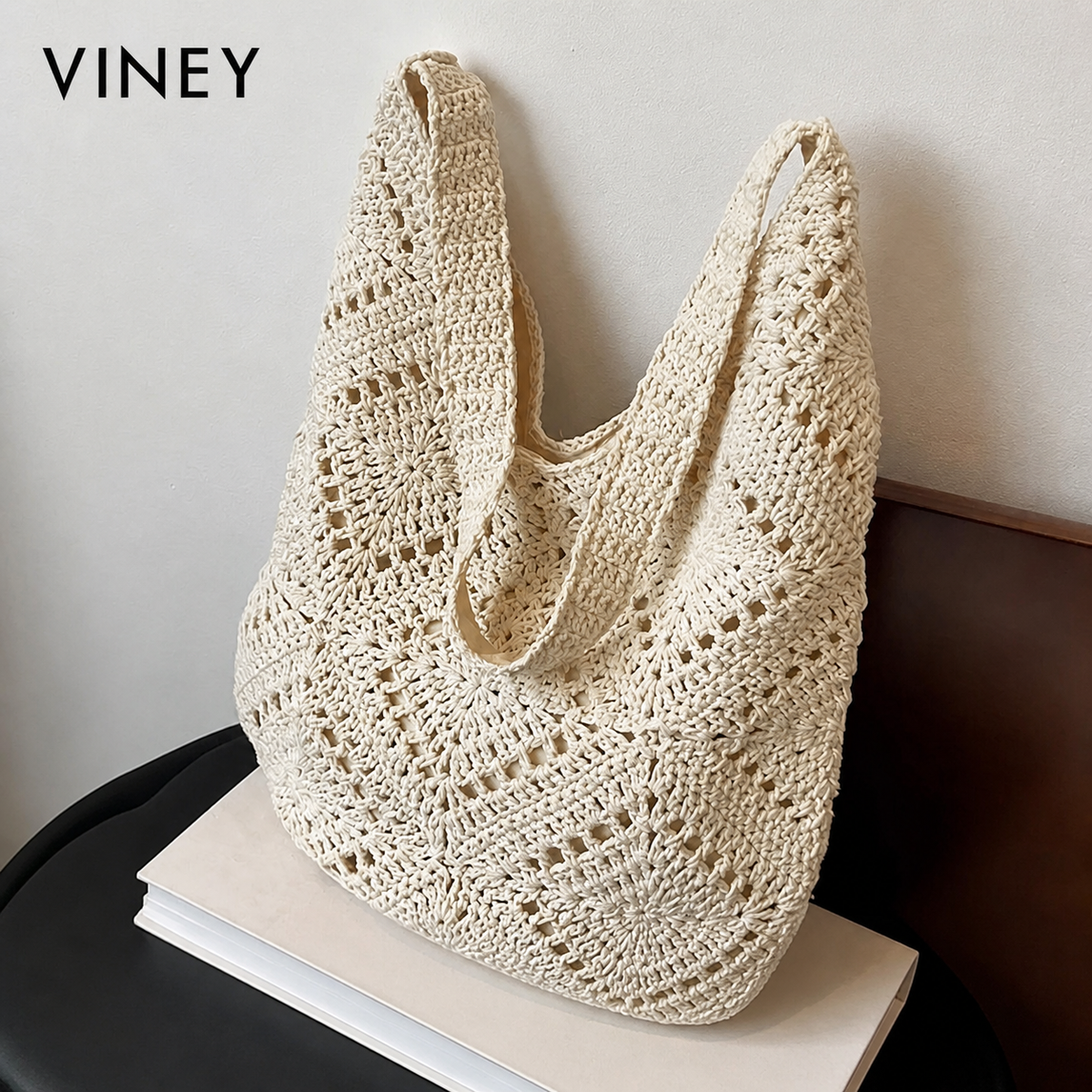 VINEY Urban Woven Straw Beach Large Capacity Tote Bag product image 1