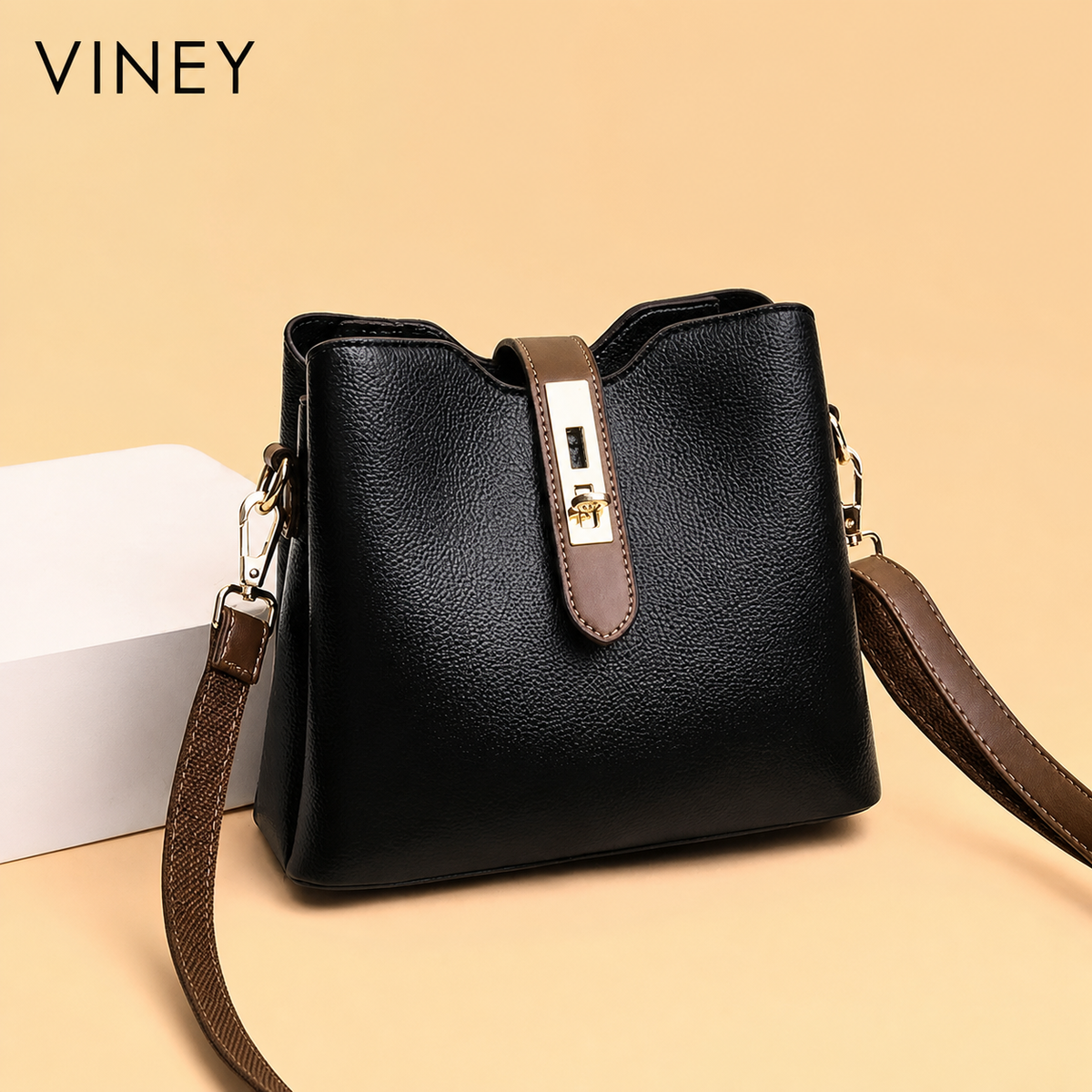 VINEY Genuine Leather Bucket Bag — English product image 1