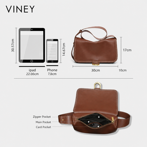 VINEY Everyday Genuine Leather Large Capacity Convertible Hobo Bag — English product image 5