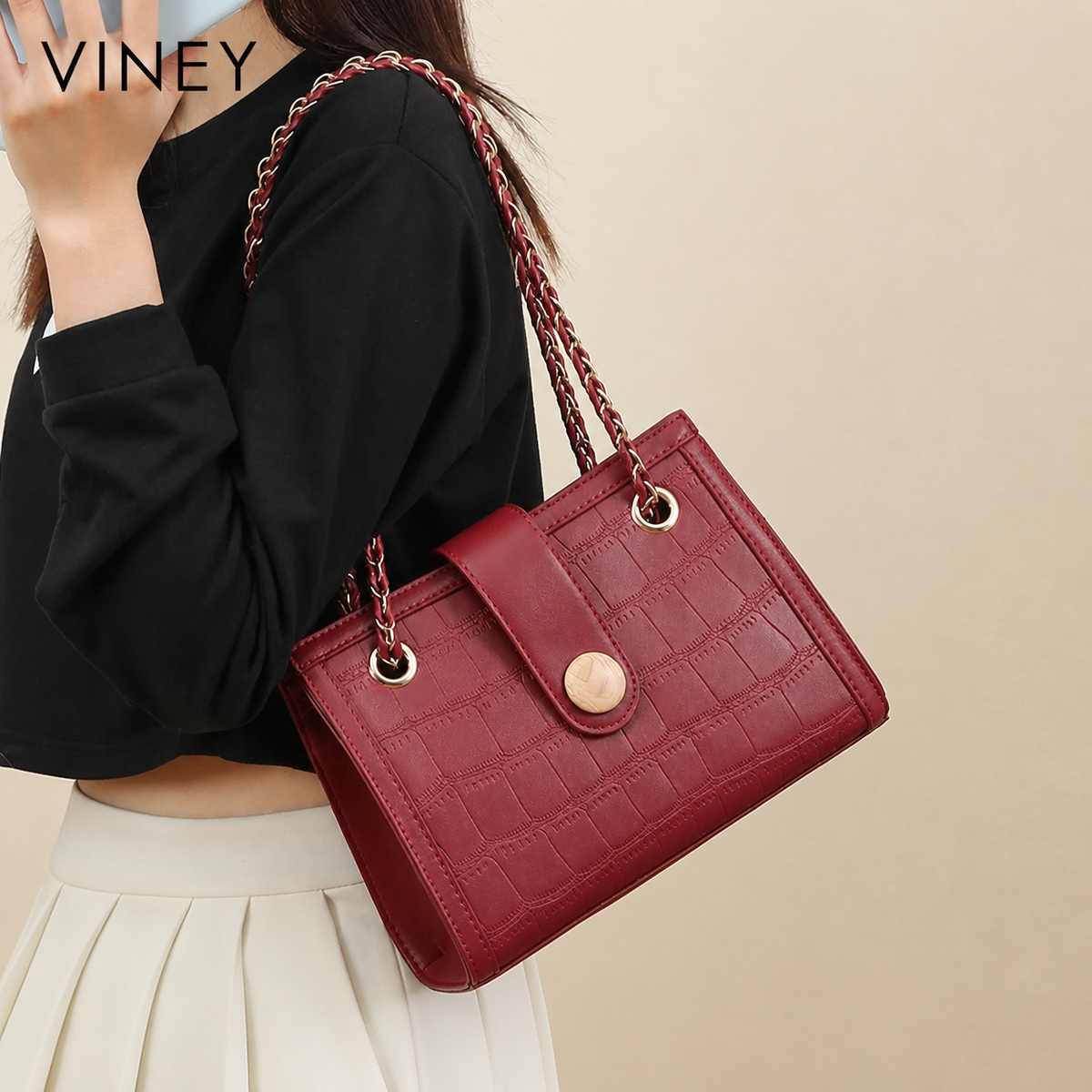 VINEY Everyday Genuine Leather Large Capacity Convertible Top-Handle Bag — English product image 2
