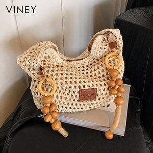VINEY Urban Woven Straw Beach Large Capacity Convertible Tote Bag product image 1