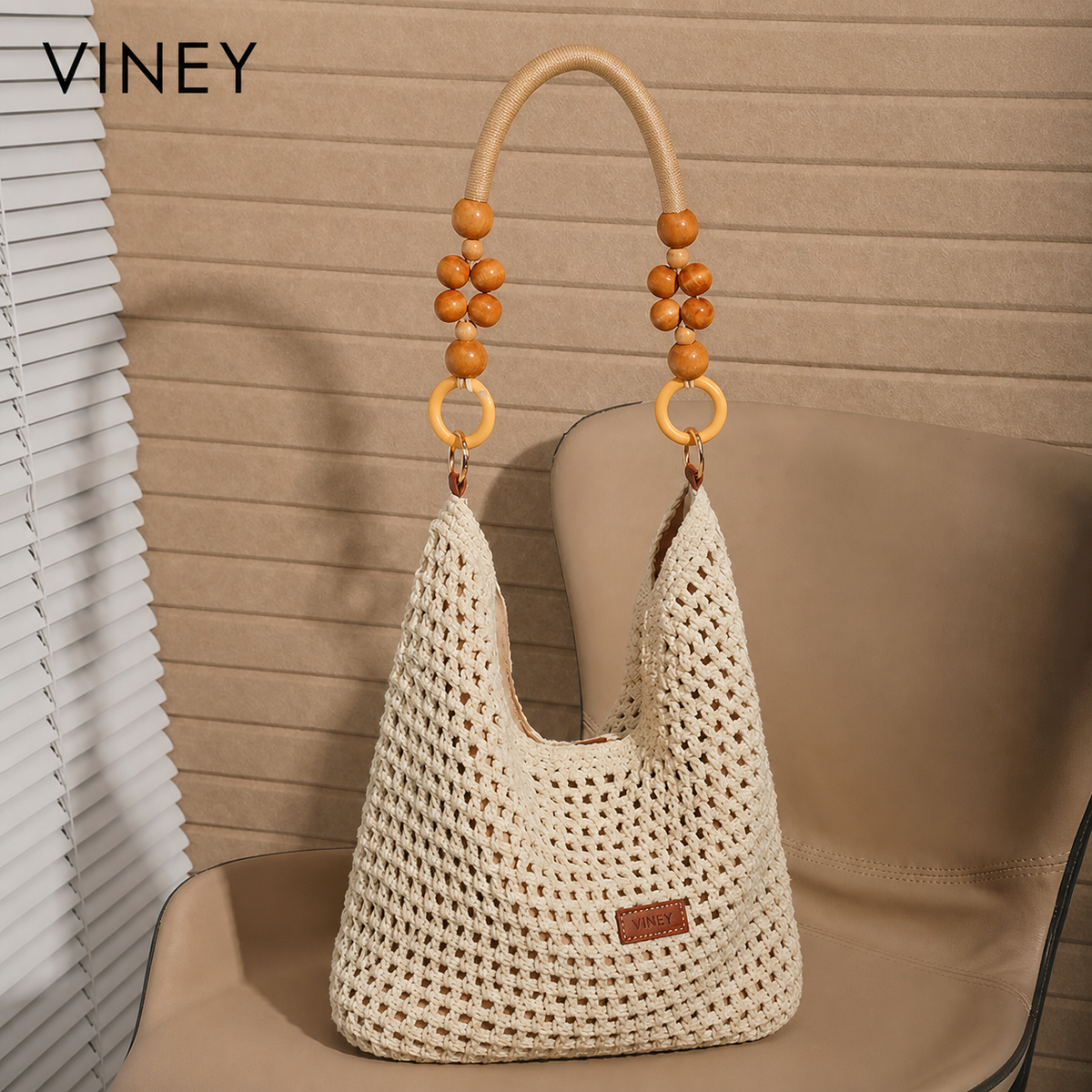 VINEY Urban Woven Straw Beach Large Capacity Convertible Tote Bag product image 2